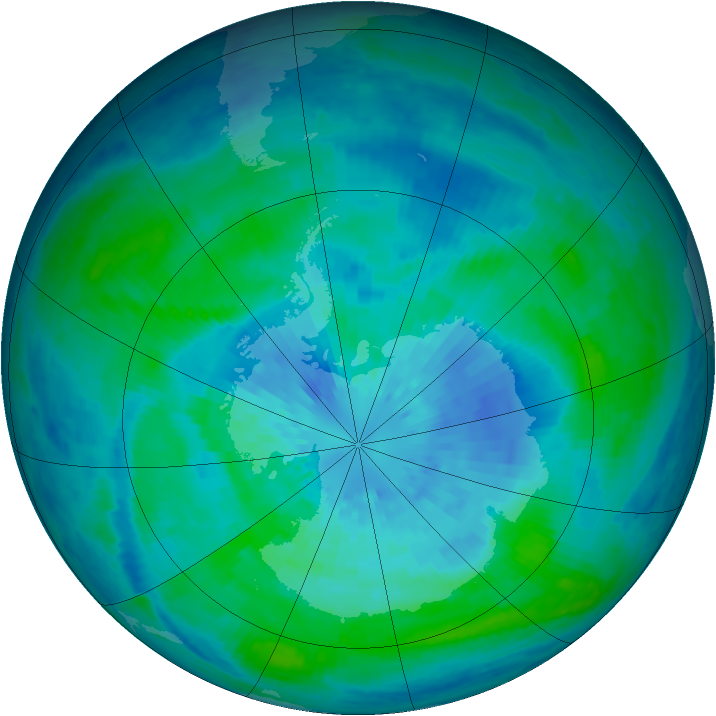 Antarctic ozone map for 20 March 2004